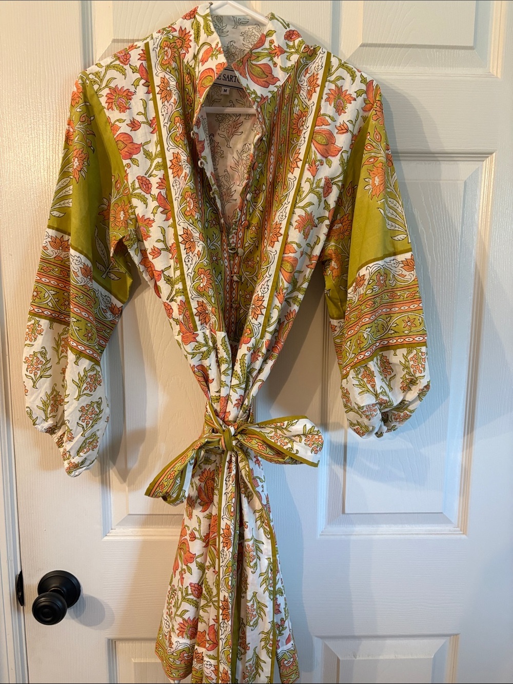 Sue Sartor Flounce Shorty | Pear/Melon Iris Daisy Frieze Print - MEDIUM